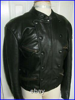 1940s WW2 German Luftwaffe Motorcycle black Leather jacket sz 42 L