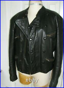 1940s WW2 German Luftwaffe Motorcycle black Leather jacket sz 42 L