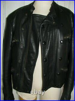 1940s WW2 German Luftwaffe Motorcycle black Leather jacket sz 42 L