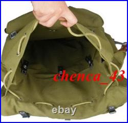 1PC WWII German Mountain Trooper Canvas Rucksack Backpack with Leather Strap Bag