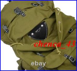 1PC WWII German Mountain Trooper Canvas Rucksack Backpack with Leather Strap Bag