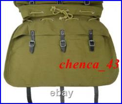 1PC WWII German Mountain Trooper Canvas Rucksack Backpack with Leather Strap Bag