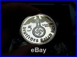 24k German Third Reich Nazi Gold Plated Coin 999 Adolf Hitler Swastika ww2