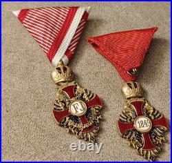 2 pcs Knight's Order of Franz Joseph I of Austria Brass Medal