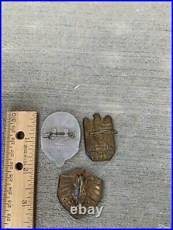 3 RARE AUTHENTIC WWII German War Military Used Pin Medals SAAR 1936 1930 ARBEIT