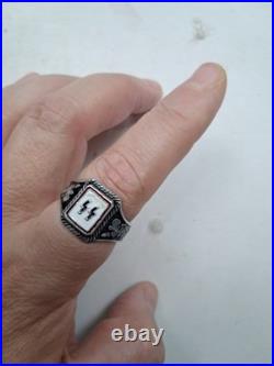 A GERMAN Silver 800 Enamel Z RING A GERMAN Silver 800 Enamel Z RING