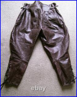 Authentic larger size Leather Breeches, WW2 Style, Brown, Excellent Condition
