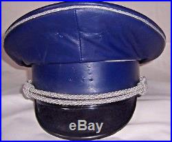 Blue Leather German Officers Cap Ww2 Hat Choose Your Size Offizier Leder Kappe