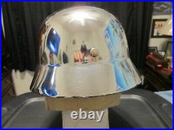 Chrome German parade Helmet Real Steel with leather liner & strap