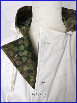 Cosplay WORLD WAR II GERMAN DOT44 PEAS CAMO &WHITE WINTER REVERSIBLE PARKA L