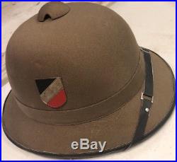 DAK Afrika Korps Pith Helmet Rommel 2 Medal Side Plates Chinstrap Repro Nice