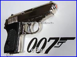 Denix Replica Nickel Walther PPK Pistol WWII Reenactor James Bond 007 Prop Gun