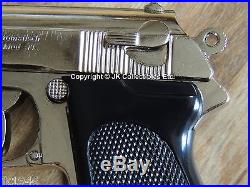 Denix Replica Nickel Walther PPK Pistol WWII Reenactor James Bond 007 Prop Gun