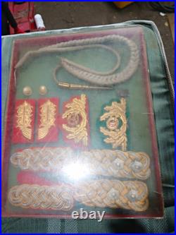 East German General And Grenztruppen Uniform Insignia Lot With Display Case