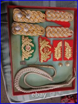 East German General And Grenztruppen Uniform Insignia Lot With Display Case
