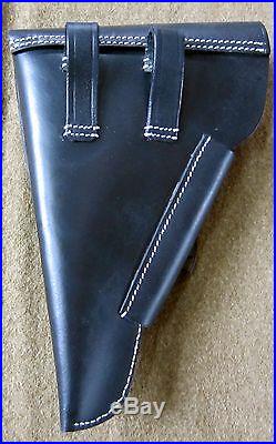 F7w WWII GERMAN HEER WAFFEN BLACK LEATHER WALTHER P38 SHOFTSHELL PISTOL HOLSTER