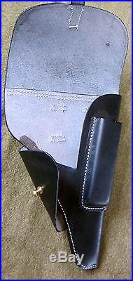 F7w WWII GERMAN HEER WAFFEN BLACK LEATHER WALTHER P38 SHOFTSHELL PISTOL HOLSTER