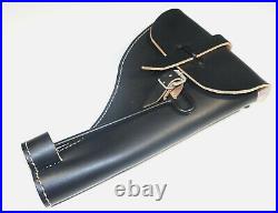 GERMAN ARMY REPRO WW2 BLACK LEATHER FLARE HOLSTER WITH PUSH ROD dated 1940