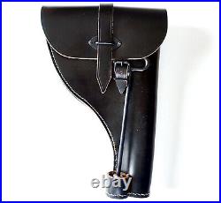 GERMAN ARMY REPRO WW2 BLACK LEATHER FLARE HOLSTER WITH PUSH ROD dated 1942