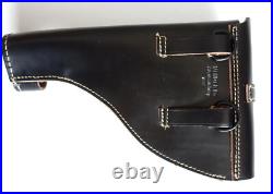 GERMAN ARMY REPRO WW2 BLACK LEATHER FLARE HOLSTER WITH PUSH ROD dated 1942