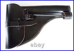 GERMAN ARMY REPRO WW2 BLACK LEATHER FLARE HOLSTER WITH PUSH ROD dated 1942