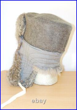 GERMAN ARMY WW2 REPRO EAST FRONT REAL RABBIT FUR USHANKA HAT Dnk 1943 Sz62 7 3/4