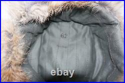 GERMAN ARMY WW2 REPRO EAST FRONT REAL RABBIT FUR USHANKA HAT Dnk 1943 Sz62 7 3/4