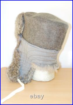 GERMAN ARMY WW2 REPRO EAST FRONT REAL RABBIT FUR USHANKA HAT Sz57 (7 1/8)
