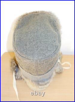 GERMAN ARMY WW2 REPRO EAST FRONT REAL RABBIT FUR USHANKA HAT Sz57 (7 1/8)