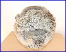 GERMAN ARMY WW2 REPRO EAST FRONT REAL RABBIT FUR USHANKA HAT Sz59 7 3/8