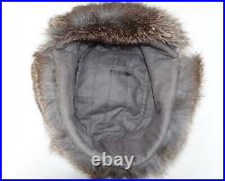 GERMAN ARMY WW2 REPRO EAST FRONT REAL RABBIT FUR USHANKA HAT Sz59 7 3/8