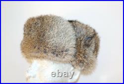GERMAN ARMY WW2 REPRO EAST FRONT REAL RABBIT FUR USHANKA HAT Sz62 7 3/4