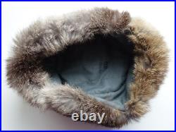 GERMAN ARMY WW2 REPRO EAST FRONT REAL RABBIT FUR USHANKA HAT Sz62 7 3/4