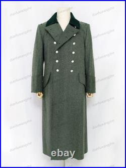 GERMAN M36 FIELD SILVER BUCKLE WOOL GREATCOAT TRENCH COAT SIZE XL WW2 Replica