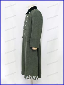 GERMAN M36 FIELD SILVER BUCKLE WOOL GREATCOAT TRENCH COAT SIZE XL WW2 Replica