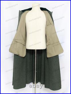 GERMAN M36 FIELD SILVER BUCKLE WOOL GREATCOAT TRENCH COAT SIZE XL WW2 Replica