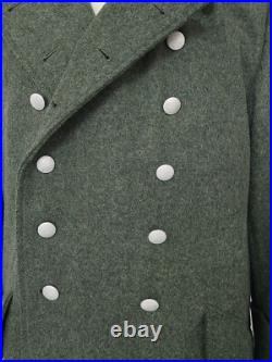 GERMAN M36 FIELD SILVER BUCKLE WOOL GREATCOAT TRENCH COAT SIZE XL WW2 Replica