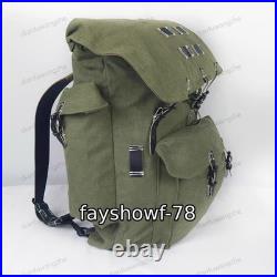 GERMAN Rucksack Mountain Trooper Large Capacity Canvas Backpack withLeather Strap GERMAN Rucksack Mountain Trooper Large Capacity Canvas Backpack withLeather Strap
