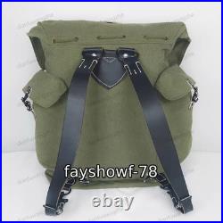 GERMAN Rucksack Mountain Trooper Large Capacity Canvas Backpack withLeather Strap