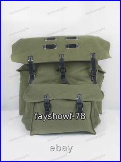 GERMAN Rucksack Mountain Trooper Large Capacity Canvas Backpack withLeather Strap GERMAN Rucksack Mountain Trooper Large Capacity Canvas Backpack withLeather Strap