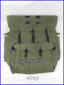 GERMAN Rucksack Mountain Trooper Large Capacity Canvas Backpack withLeather Strap