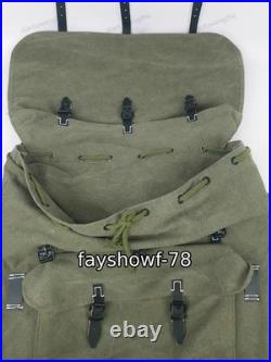 GERMAN Rucksack Mountain Trooper Large Capacity Canvas Backpack withLeather Strap