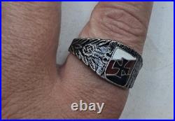 GERMAN WWII NORDLAND VIKING Division SILVER 800 Enamel RING