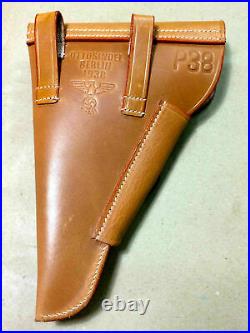 GERMAN WWII P-38 P38 SOFTSHELL HOLSTER MID-BROWN (Repro) MARKED LOT of 10