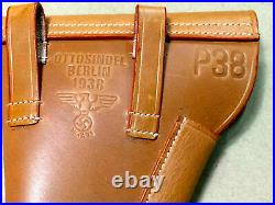 GERMAN WWII P-38 P38 SOFTSHELL HOLSTER MID-BROWN (Repro) MARKED LOT of 10