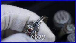 GERMAN WWII SILVER 800 RedEyeSkull Size 11 11.5