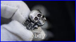 GERMAN WWII SILVER 800 RedEyeSkull Size 11 11.5