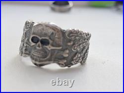 GERMAN WWII SILVER 800 SKULL RING Size 11 11.5