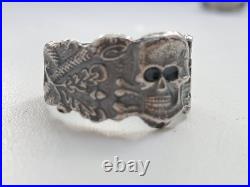 GERMAN WWII SILVER 800 SKULL RING Size 11 11.5