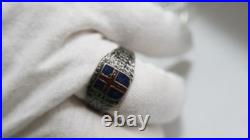 GERMAN WWII VIKING Division SILVER 800 Enamel RING Yellow Var